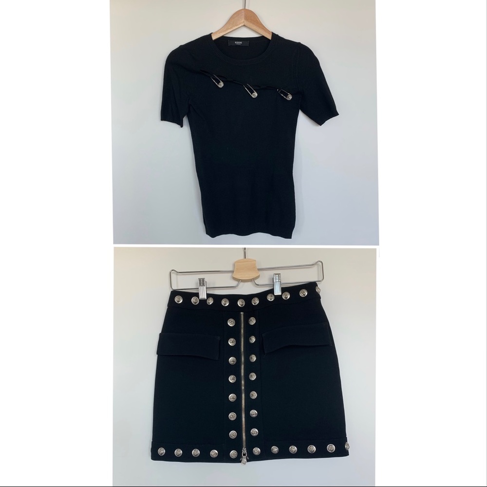 Versus black top + skirt outfit